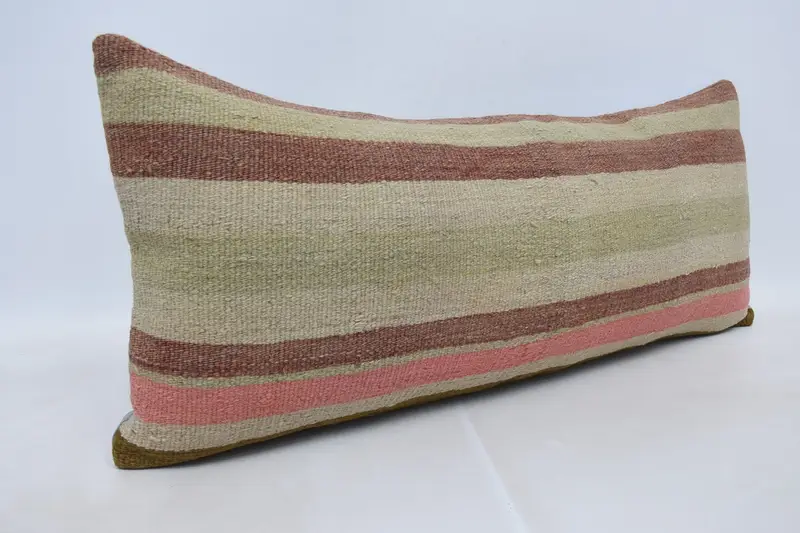 Bohemian Cushion Pillow Case, Pillow for Sofa, Ethnical Kilim Rug Pillow, Cushion, Yoga Cushion, Boho Pillow, 16x36 Beige Pillow - 3