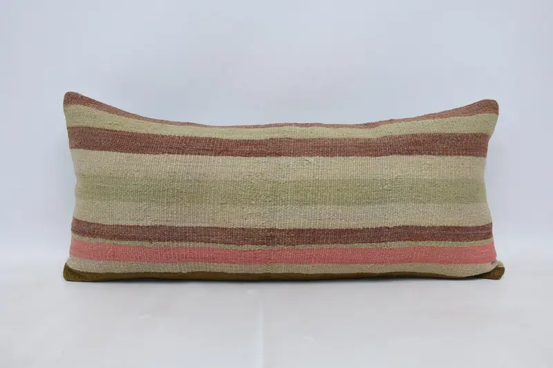 Bohemian Cushion Pillow Case, Pillow for Sofa, Ethnical Kilim Rug Pillow, Cushion, Yoga Cushion, Boho Pillow, 16x36 Beige Pillow - 1