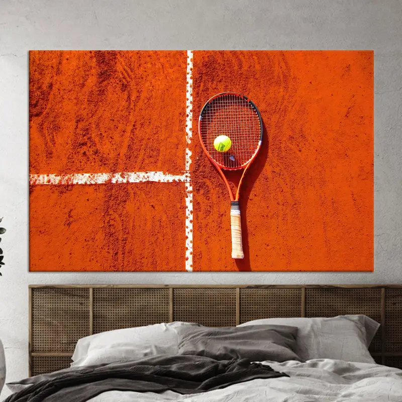 Elegantes orangefarbenes Tennis-Canvas: Perfektes Geschenk für Tennis-Enthusiasten