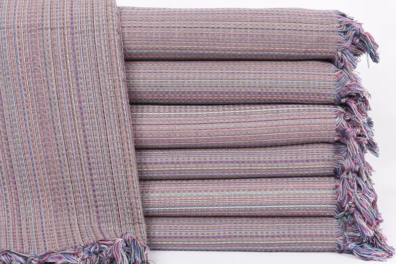 Boho Throw Blanket Brown Geometric, Organic Cotton, Twin Size, 91x87 Inches