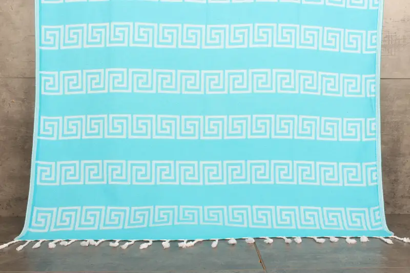Personalized Turkish Beach Towel Turquoise Embroidered, 40x71 Inches
