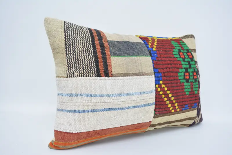 Indoor Pillow Case, Pillow Cover, 16x24 Red Pillow Case, Kilim Cushion Sham, Bolster Throw Pillow Cover, Antique Pillows, Handmade Kilim Cushion - 3