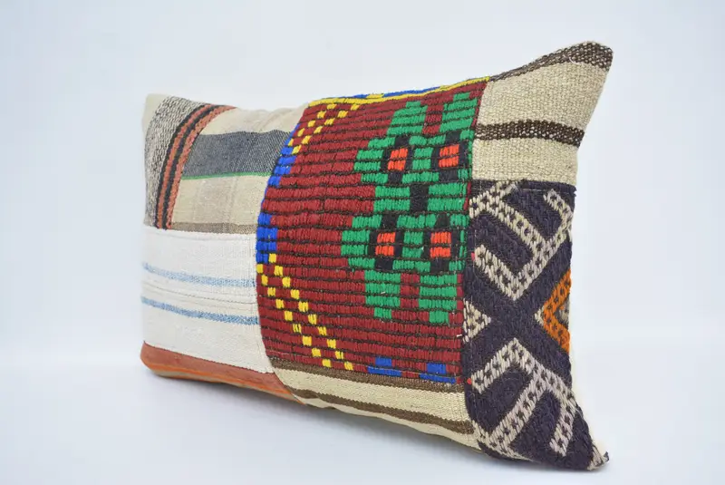 Indoor Pillow Case, Pillow Cover, 16x24 Red Pillow Case, Kilim Cushion Sham, Bolster Throw Pillow Cover, Antique Pillows, Handmade Kilim Cushion - 4