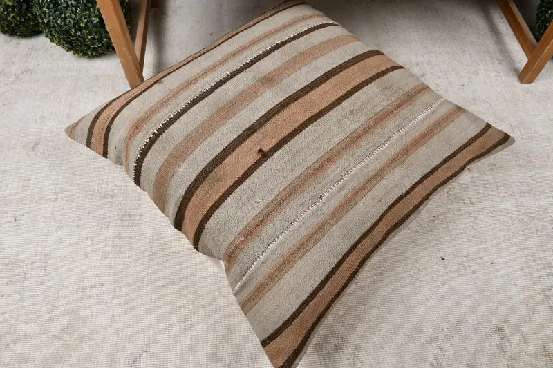 32x32 Beige Pillow Cover, Handmade Kilim Cushion, Cushion Case, Antique Pillows, Sustainable Pillow Case, Home Decor Pillow - 8