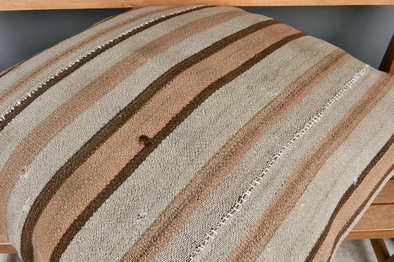 32x32 Beige Pillow Cover, Handmade Kilim Cushion, Cushion Case, Antique Pillows, Sustainable Pillow Case, Home Decor Pillow - 4