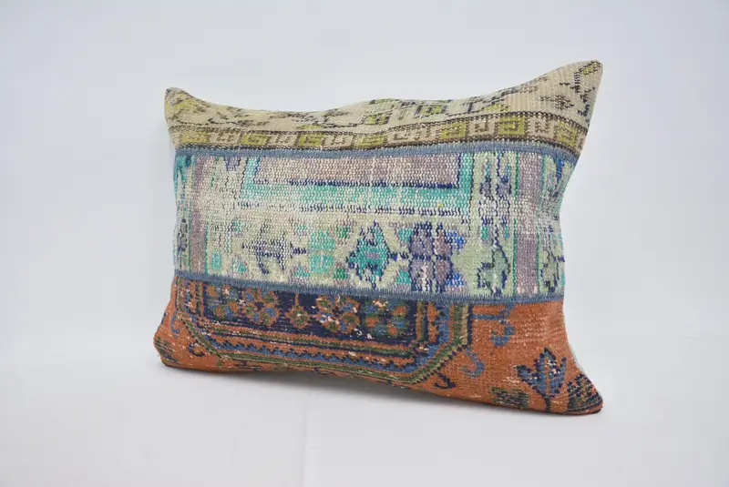 Blue & Orange Embroidered Pillow, 20x28 Inches Decorative Pillow - 4