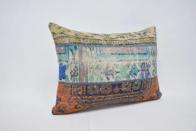 Blue & Orange Embroidered Pillow, 20x28 Inches Decorative Pillow - 3