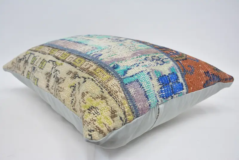 Blue & Orange Embroidered Pillow, 20x28 Inches Decorative Pillow - 6