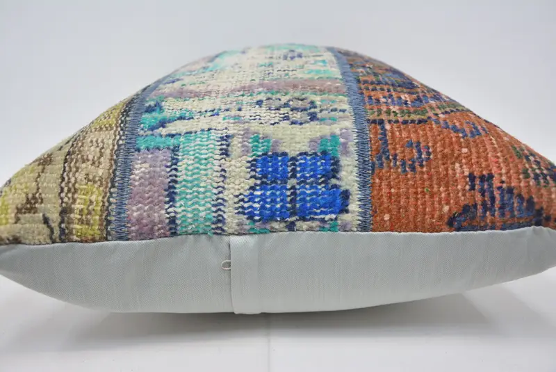 Blue & Orange Embroidered Pillow, 20x28 Inches Decorative Pillow - 5