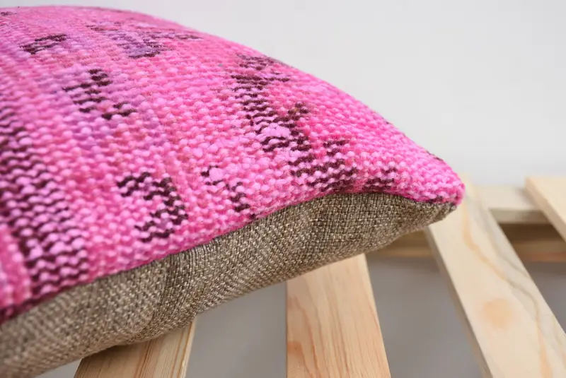 Kilim Pillow, Rustic Pillow Sham, Cushion, Vintage Pillow Cover, Vintage Kilim Throw Pillow, 12x12 Pink Pillow Case, Vintage Pillow - 7