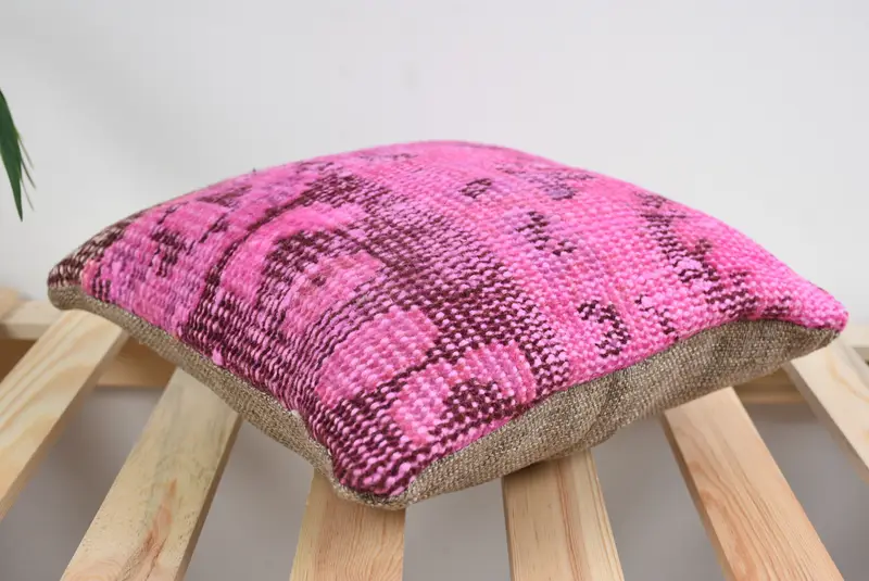 Kilim Pillow, Rustic Pillow Sham, Cushion, Vintage Pillow Cover, Vintage Kilim Throw Pillow, 12x12 Pink Pillow Case, Vintage Pillow - 6