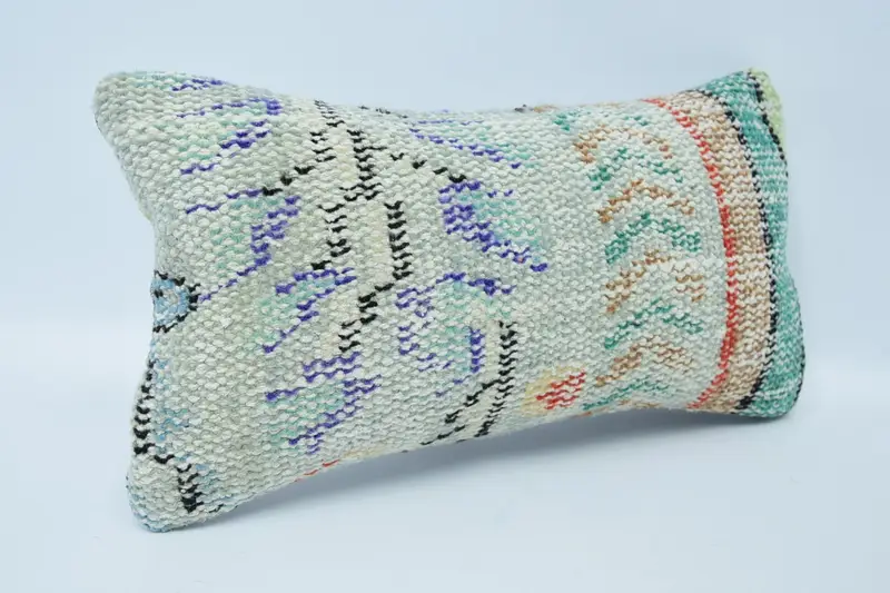 Vintage Kilim Throw Pillow, Cushion Cover, 8x16 Green Pillow, Pillow for Sofa, Sofa Pillow Sham, Neutral Cushion Case, Interior Designer Pillow - 3