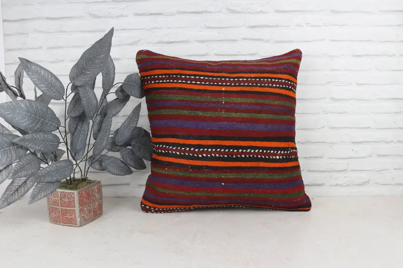 Vintage Pillow, Pillow for Couch, 22x22 Blue Pillow, Cushion Cover, Ethnic Pillow Cover Pillow, Kilim Pillow, Car Cushion Case - 1