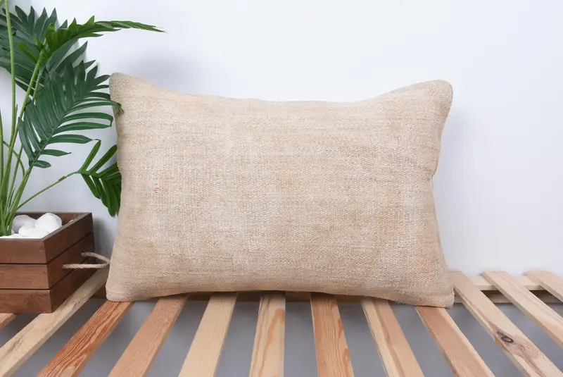 Vintage Pillow, One Of A Kind Pillow, Turkish Kilim Pillow, Pillow, Southwestern Pillow, Boho Pillow Sham Cover, 16x24 Beige Pillow Case - 1