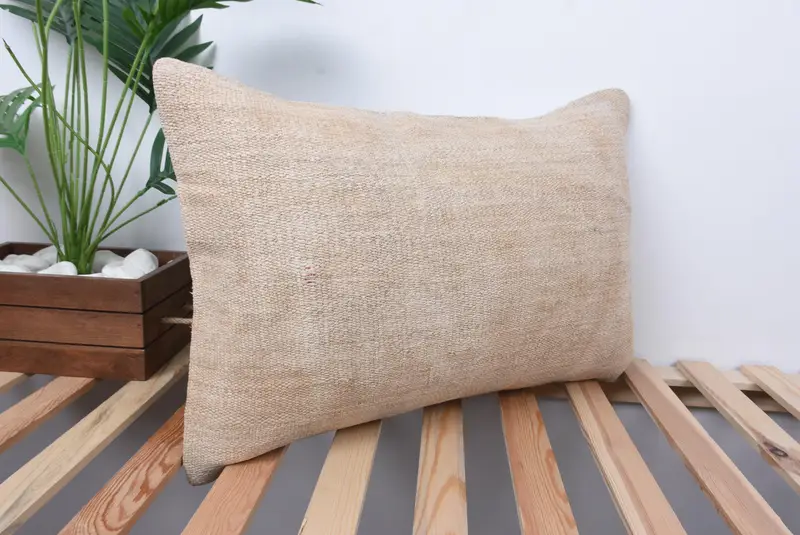Vintage Pillow, One Of A Kind Pillow, Turkish Kilim Pillow, Pillow, Southwestern Pillow, Boho Pillow Sham Cover, 16x24 Beige Pillow Case - 4