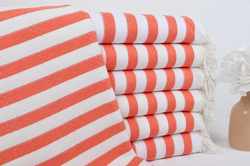 Toalla turca de playa, regalo personalizado, toalla a rayas naranja, 36x71 pulgadas