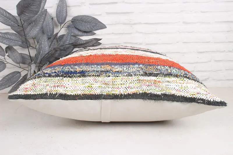 Boho Pillow Sham Cover, 24x24 White Cushion Cover, Cushion Cover, Turkish Kilim Pillow, Customized Pillow Sham, Vintage Pillow, Handmade Pillow Sham - 5