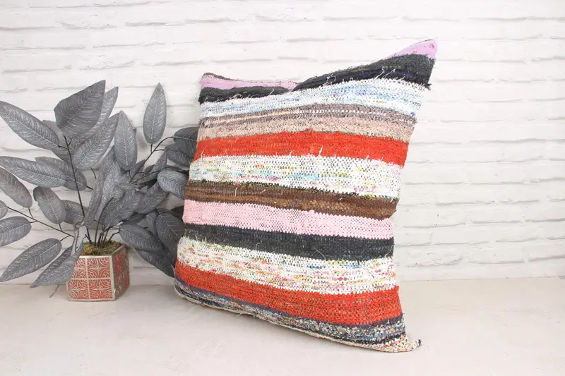 Boho Pillow Sham Cover, 24x24 White Cushion Cover, Cushion Cover, Turkish Kilim Pillow, Customized Pillow Sham, Vintage Pillow, Handmade Pillow Sham - 4