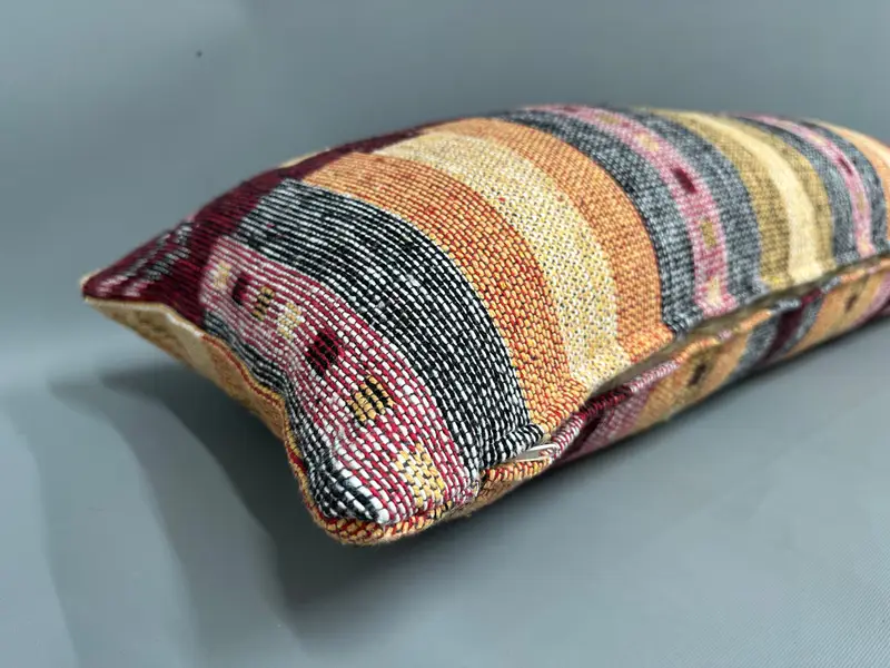 Turkish Kilim Pillow, Anatolian Cushion, 16x43 Yellow Cushion Cover, Vintage Kilim Pillow, Pillow, Throw Kilim Pillow - 6