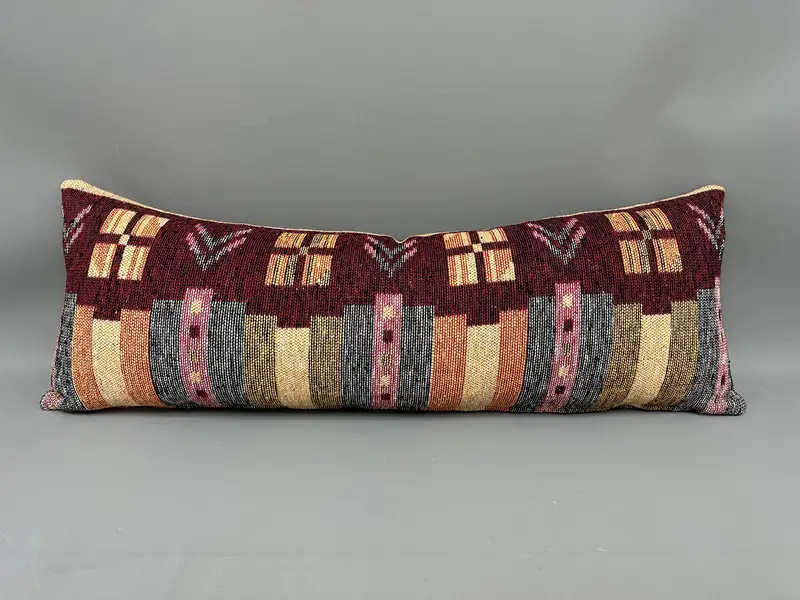 Turkish Kilim Pillow, Anatolian Cushion, 16x43 Yellow Cushion Cover, Vintage Kilim Pillow, Pillow, Throw Kilim Pillow - 4