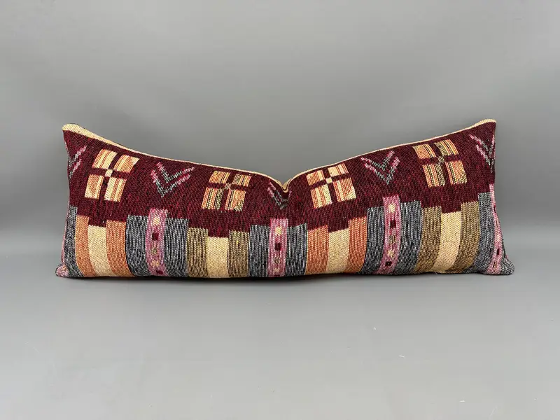 Turkish Kilim Pillow, Anatolian Cushion, 16x43 Yellow Cushion Cover, Vintage Kilim Pillow, Pillow, Throw Kilim Pillow - 1
