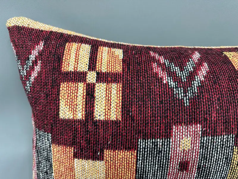 Turkish Kilim Pillow, Anatolian Cushion, 16x43 Yellow Cushion Cover, Vintage Kilim Pillow, Pillow, Throw Kilim Pillow - 5