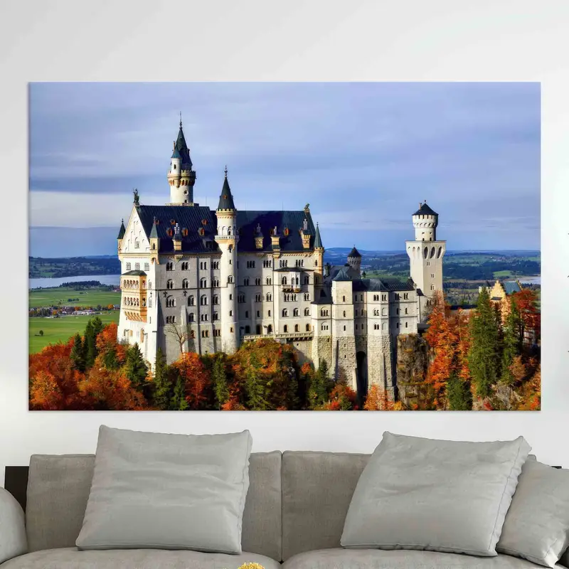 Elegant Neuschwanstein Castle Cityscape Canvas Print