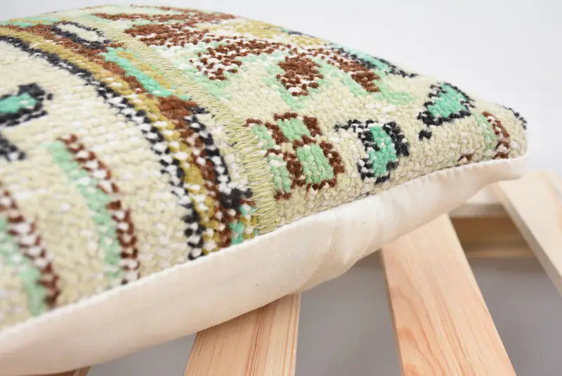 Interior Designer Pillow, Handwoven Cushion Case, 12x12 Beige Pillow Case, Cushion, Antique Pillows, Ethnical Kilim Rug Pillow - 8