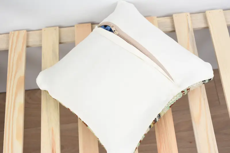 Interior Designer Pillow, Handwoven Cushion Case, 12x12 Beige Pillow Case, Cushion, Antique Pillows, Ethnical Kilim Rug Pillow - 7