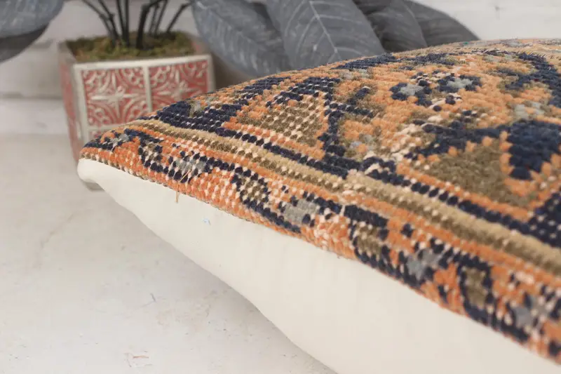 14x14 Orange Pillow Sham, Turkish Pillow, Vintage Kilim Pillow, Pillow, Pillow for Couch, Hippie Throw Pillow Case, Lounge Throw Cushion Case - 7