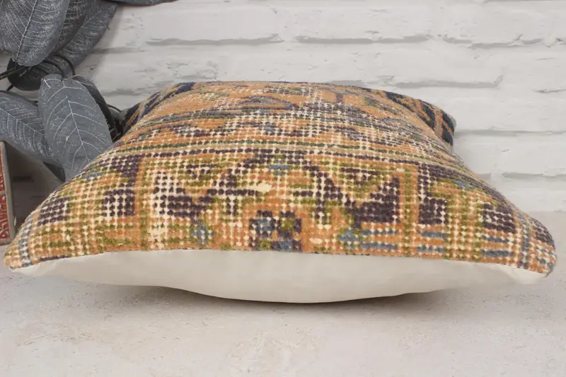 14x14 Orange Pillow Sham, Turkish Pillow, Vintage Kilim Pillow, Pillow, Pillow for Couch, Hippie Throw Pillow Case, Lounge Throw Cushion Case - 5