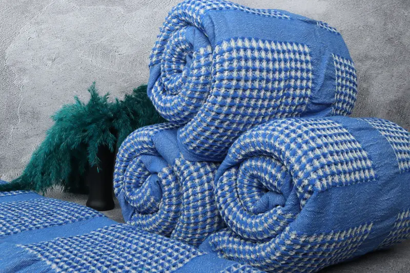 84x80 Cotton Waffle Towel, Bridesmaid Gifts, Monogram Blanket, Woven Blanket, Turkish Bedcover, Baby Boy Gift, Turkish Towel Beach Blanket - 8