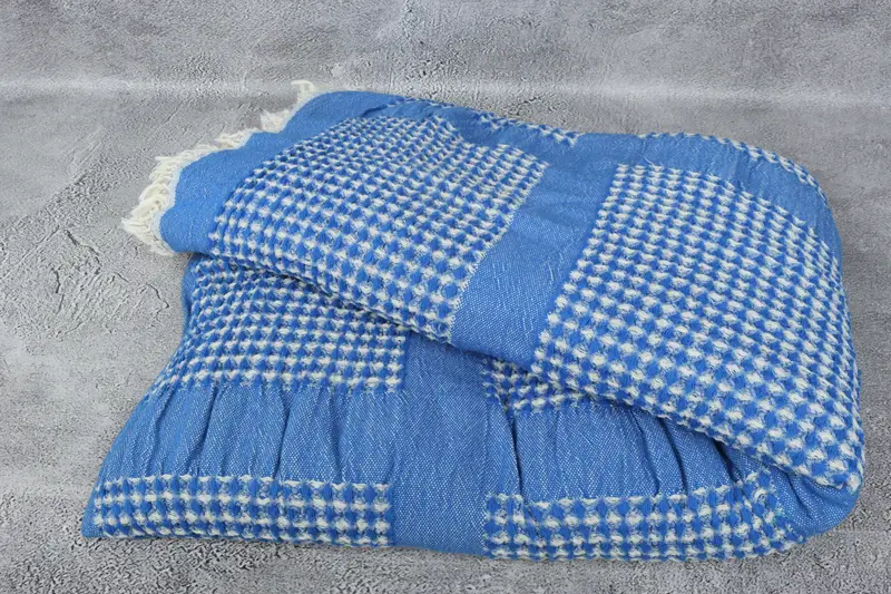 84x80 Cotton Waffle Towel, Bridesmaid Gifts, Monogram Blanket, Woven Blanket, Turkish Bedcover, Baby Boy Gift, Turkish Towel Beach Blanket - 6