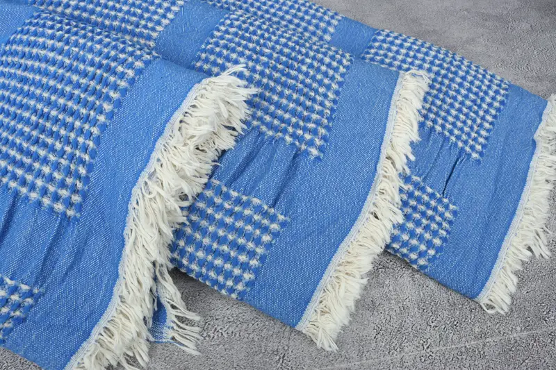 84x80 Cotton Waffle Towel, Bridesmaid Gifts, Monogram Blanket, Woven Blanket, Turkish Bedcover, Baby Boy Gift, Turkish Towel Beach Blanket - 5