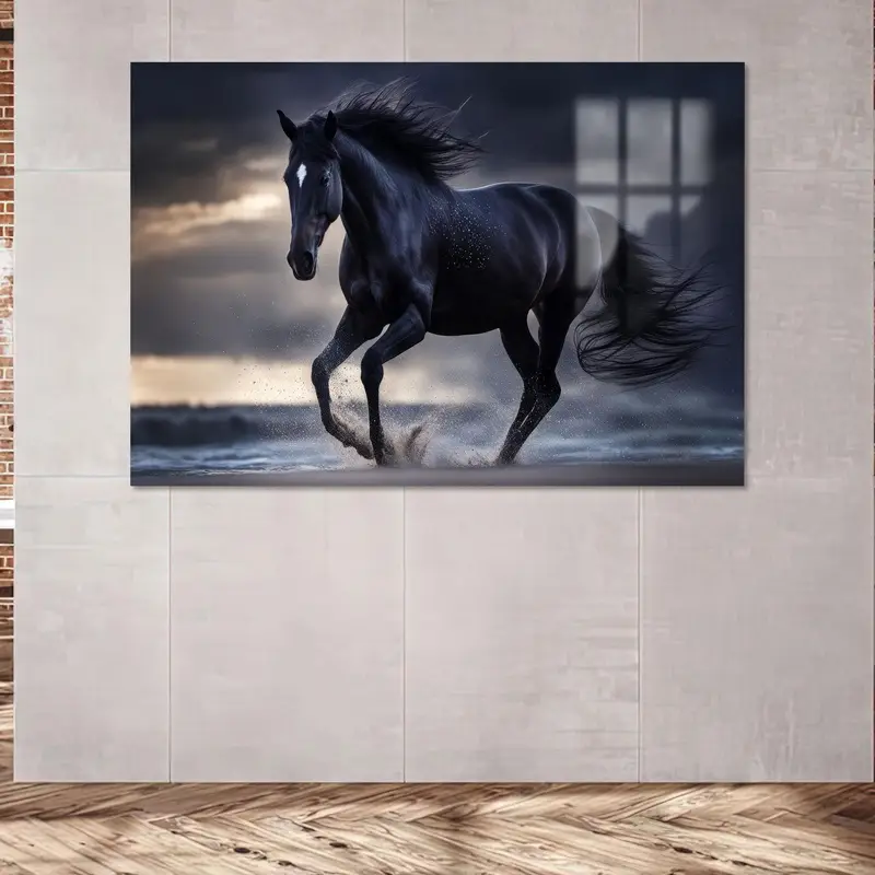モダンな黒い馬のキャンバス: トレンディなロフトの装飾とギフト