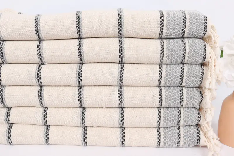 Turkish Hand Towel, 40x20 Linen Striped Towel, Guest Towel, Personalized Hand Towel, Beach Wedding Favor, Monogrammed Hand Towel, Embroidery Towels - 3