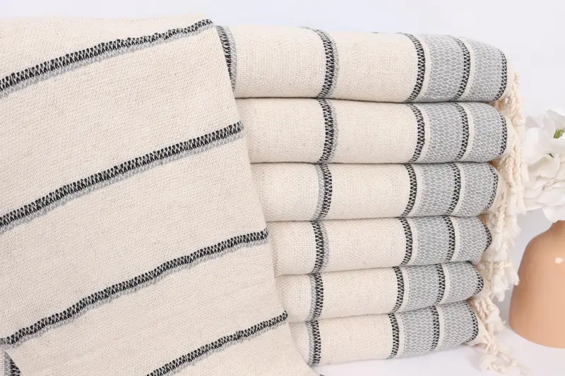 Turkish Hand Towel, 40x20 Linen Striped Towel, Guest Towel, Personalized Hand Towel, Beach Wedding Favor, Monogrammed Hand Towel, Embroidery Towels - 1