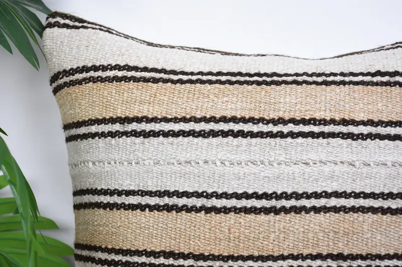 Accent Throw Pillow Sham, Boho Pillow Sham Cover, 16x16 White Cushion Case, Pillow Sham, Vintage Kilim Pillow, Custom Pillow Sham, Vintage Pillow - 2