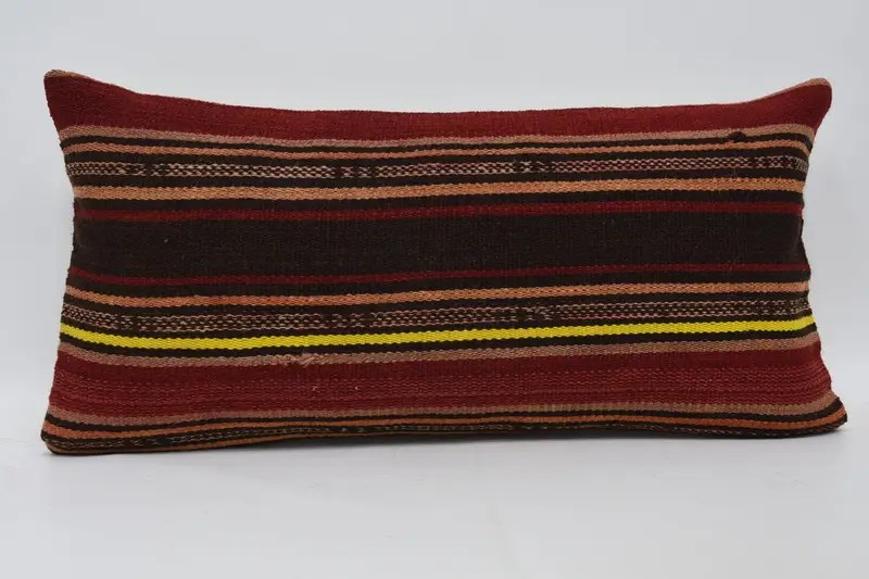 Interior Designer Pillow, Pastel Pillow Case, 12x24 Brown Pillow, Throw Kilim Pillow, Pillow, Floor Cushion Case, Sofa Cushion, Kilim Cushion Sham - 1