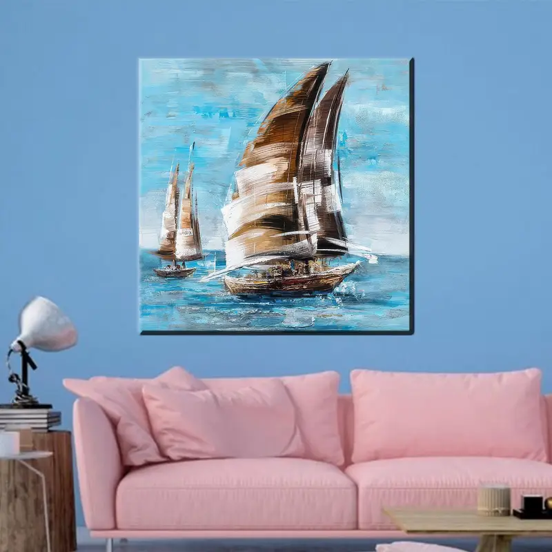 Boat Canvas Decor, Sea Landscape Art, Blue Wall Decor, Modern Canvas , Office Art Decor, Coastal Artwork, Sailboat Canvas Art, Wall Decor - 4