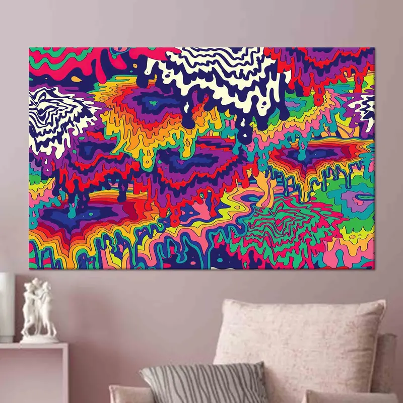 鮮やかなキャンバス: サイケデリックな抽象アート ステイン プリント
