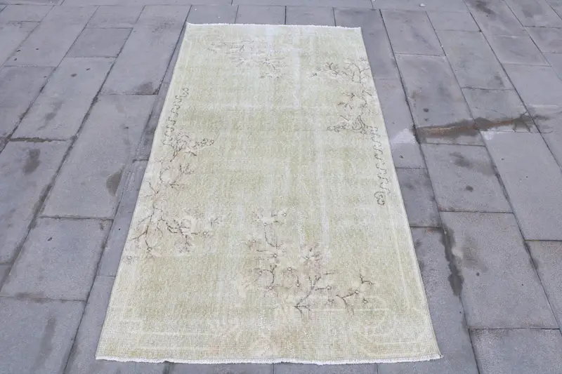 グリーン モロッコ ラグ、3.3x6.5 フィート エレガントな装飾