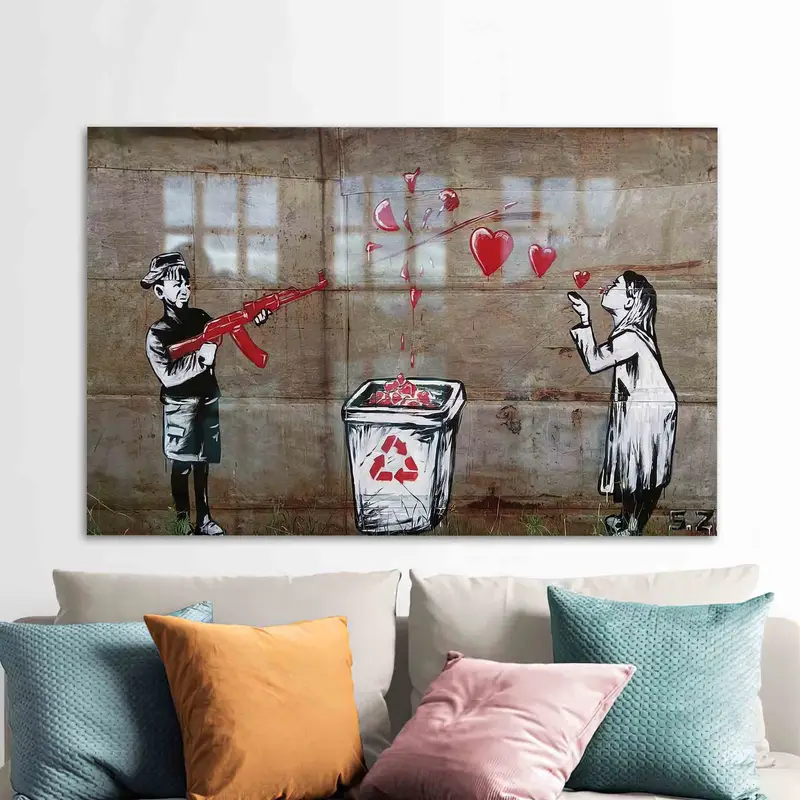 Vidrio impreso elegante: Banksy Love Graffiti Art Design