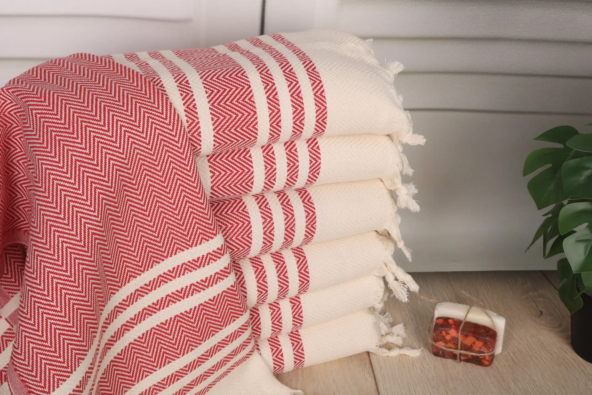 Red Cotton Tea Towel Personalized, 36x20 Inches, Organic Turkish Cotton - 1