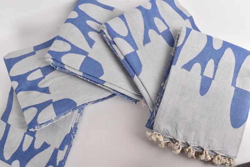 Boyfriend Gift, First Wedding Anniversary Gift, Wedding Favors, 100x80 Cotton Turtle Design Towel, Organic Throw, Housewarming Gift, Throw Blanket - 4
