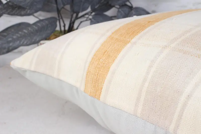 Boho Pillow Sham Cover, Neutral Throw Pillow Case, Vintage Kilim Pillow, 18x18 White Pillow, Interior Designer Pillow, Cushion Case - 7
