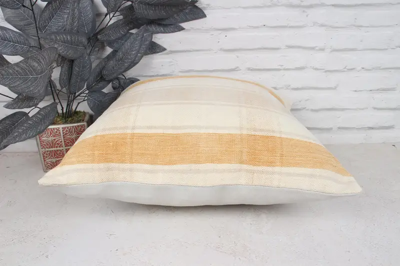 Boho Pillow Sham Cover, Neutral Throw Pillow Case, Vintage Kilim Pillow, 18x18 White Pillow, Interior Designer Pillow, Cushion Case - 5