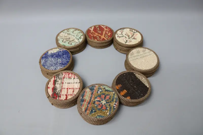 Bohemian Round Coaster, Unique Kilim Coffee Pad