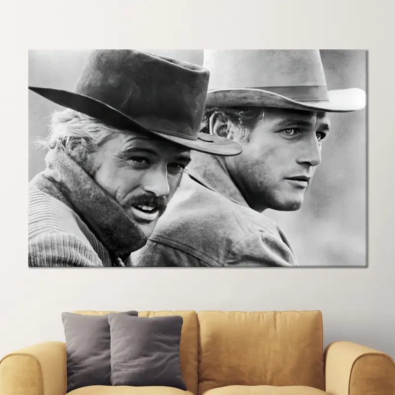 Paul Newman & Robert Redford Movie Scene Printed Canvas Art