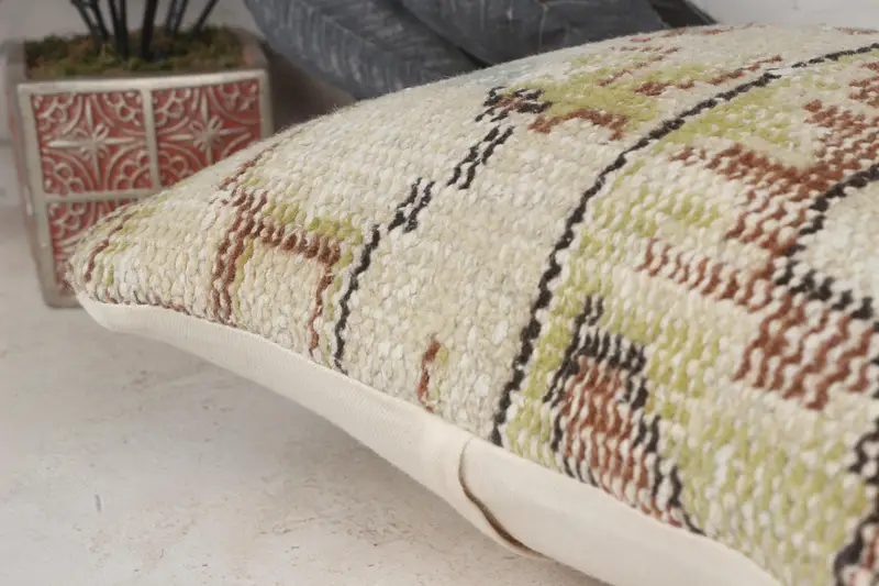 Pillow Cover, Vintage Pillow, Southwestern Pillow Case, Vintage Kilim Throw Pillow, 14x14 Beige Pillow, Ethnical Kilim Rug Pillow - 7